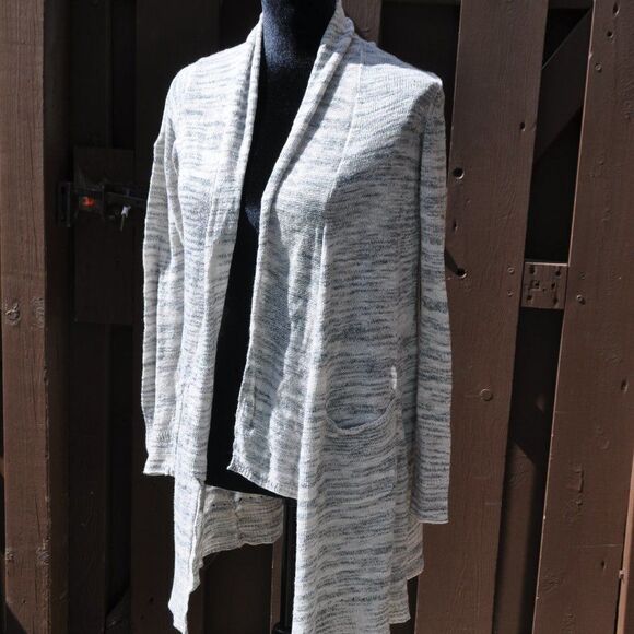 Michael Stars XS Heather Gray & Beige Light Weight Knit Cardigan Sweater - Picture 2 of 3